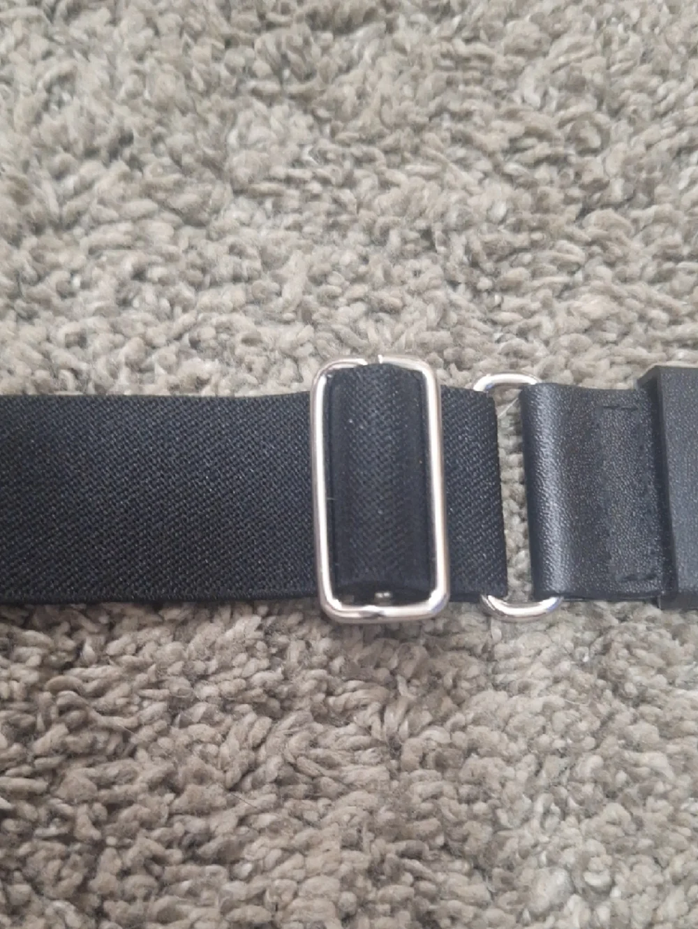 adidas Elastic Belt - Silver Buckle Adjustable - S - Black